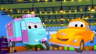 Odtahový vůz Tom a cukrářské auto | Animák z prostředí staveniště s auty a nákladními vozy pro děti