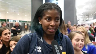 Mondiali femminili 2018: la felicità di Sylla e del CT Mazzanti a Malpensa