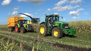 Mais hakselen op een nat perceel in Vriezenveen door loonbedrijven Engberts en H Altena (2021)