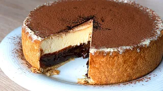 Una locura de tarta! Tarta de queso y chocolate crujiente por fuera, tierna como una nube por dentro