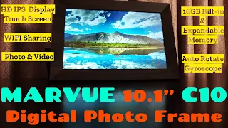 Unboxing & Testing MARVUE 10.1" C10 WIFI HD Digital Photo Frame and setting up Frameo APP