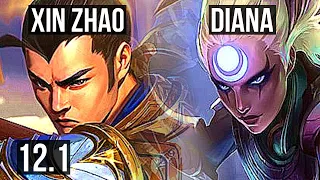 XIN ZHAO vs DIANA (JNG) | 7/0/7, Rank 4 Xin, 66% winrate, 6 solo kills | KR Grandmaster | 12.1