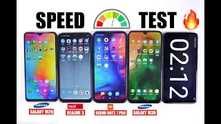 Redmi Note 7 Pro vs Galaxy M30 vs Realme 3 vs Galaxy M20 Speedtest & RAM Management 🏁🔥