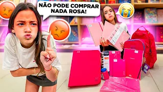 NÃO DEIXEI ELA LEVAR NENHUM MATERIAL ESCOLAR NA COR ROSA