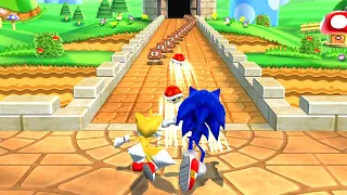 Mario Party 9 Step It Up - Mario vs Spongebob vs Sonic vs Tails (Master CPU)