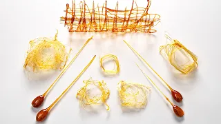 Caramel Decorations for Desserts! (Sugar Decoration Garnish Spun Sugar)