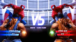 Spiderman & Ryu vs Red Spiderman & Ryu (Hardest AI ) Marvel vs Capcom:Infinite