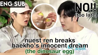 nuest ren breaks baekho's dinosaur egg (and his innocent dream)