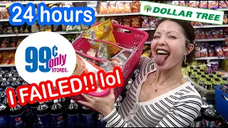 eating DOLLAR STORE FOODS FOR 24 HOURS challenge (I failed... lol)