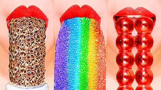 ASMR RAINBOW DRINKS, EMOJI FOOD, HONEY JELLY, GIANT EDIBLE BUBBLES, FROG EGGS, SEA GRAPES 신기한 물 먹방