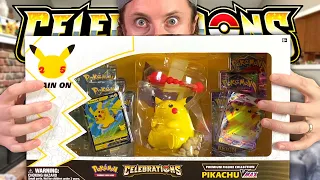 *MASSIVE PIKACHU* in a POKEMON CARDS PREMIUM COLLECTION BOX! (Pokemon Celebrations Opening)