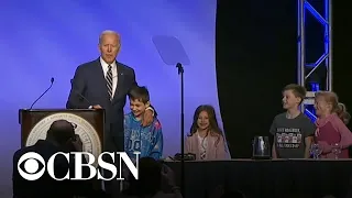 Biden makes light of ongoing controversy in first public appearance