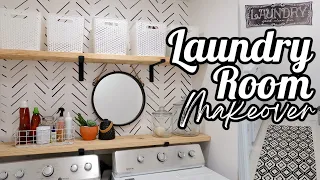 DIY LAUNDRY ROOM MAKEOVER UNDER $50 BEFORE AND AFTER ON A BUDGET 2020 ORGANIZATION & CLEAN WITH ME