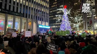 Pro-Palestinian protesters swarm Midtown in bid to derail Rockefeller Center Christmas tree lighting
