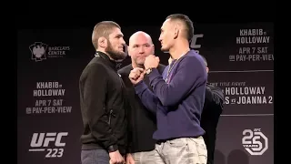 UFC 223 Press Conference: Max Holloway vs. Khabib Nurmagomedov Face Offs