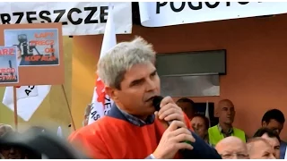 B.Ziętek podczas manifestacji w Brzeszczach 05.10.2015