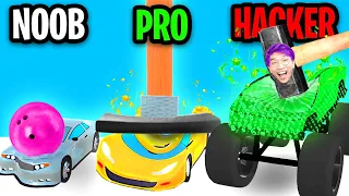 Can We Go NOOB vs PRO vs HACKER In CRASH MASTER 3D!? (ALL LEVELS!)