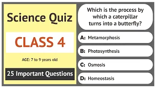 Science Quiz for Class 4 | 25 Important Questions | Age 7 to 9 Years Old | GK Quiz | Grade 4