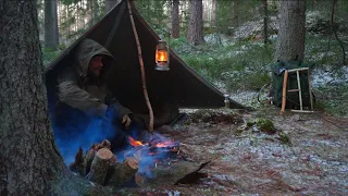 Solo Wild Camp and Winter Hike - High Winds - Lone Wolf Poncho Shelter