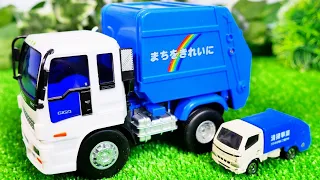 ごみ収集車のミニカーを開けてみよう！ 坂道を走るよ！ Let`s open Garbage Truck Model Drive A Steep Hill