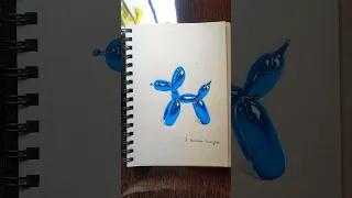 Realistic drawing ||Blue balloon dog|| 🐶 #shorts #art #youtubeshorts #drawings