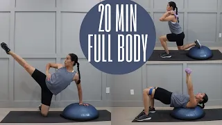 20 Min FULL BODY WORKOUT// Bosu + Dumbbells + Resistance Band| Angelique Clark