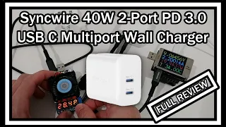 Syncwire 40W 2-Port PD 3.0 USB C Wall Charger Multiport USB Type C QUICK REVIEW