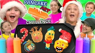 CHRISTMAS PANCAKE ART Challenge! FUNnel Vis Teams make 6 Pancakes in under 2 Minutes! Who Wi