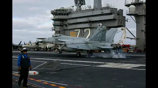 F/A-18 night landing carrier/ ночная посадка на авианосец