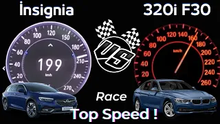 Top Speed 220 km-H! Bmw 320i F30 ED 170 Ps VS vauxhall /Opel İnsignia 1. 6 Turbo 200ps acceleration