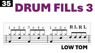 Drum Lesson 35 - Fills 3 LOW TOM (Aula de Bateria - Virada 3 TOM 2)