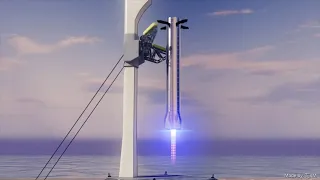 How SpaceX might catch their Super Heavy booster (Animation) [Concept]