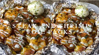 Quick Steak And Shrimp Foil Packs! Easy Dinner Idea! Family Friendly! (Sound Fixed!)