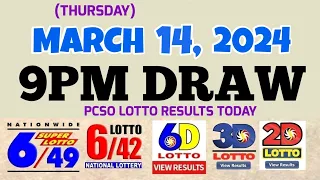 Lotto Result Today 9pm draw March 14, 2024 6/49 6/42 6D Swertres Ez2 PCSO#lotto
