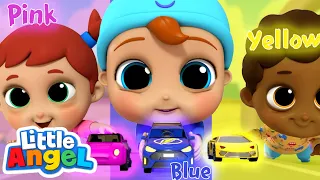 Super Playground Toy Car Race |  Little Angel Color Songs & Nursery Rhymes | Learn Colours