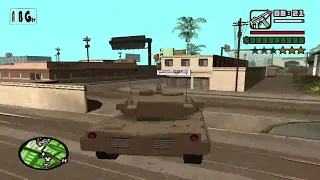 GTA San Andreas - CJ is driving tank vs military six stars