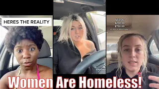 Modern women are homeless and living in their cars.