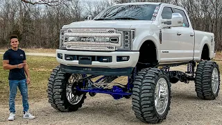 Bryce’s NEW LIFTED F250 Sema Truck on SUPER RARE 28x18s & 44” BOGGERS!