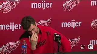 Dylan Larkin gets emotional while discussing Tyler Bertuzzi trade