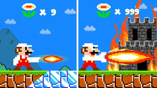 Super Mario Bros but FIRE FLOWER makes Mario BURN everything | Game Animation