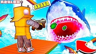 ЭТА ГИГАНТСКАЯ АКУЛА НАПАЛА НА МЕНЯ В РОБЛОКС ЧЕЛЛЕНДЖ НУБ И ПРО ВИДЕО ROBLOX SHARKBITE 2