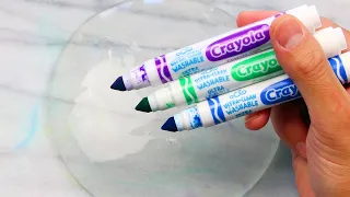 Slime Coloring with Crayola Markers, Pigment, & More! Most Satisfying Slime ASMR Video #11!