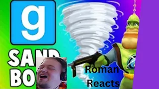 Roman Reacts: Gmod Sandbox Funny Moments TORNADO Edition - House Destruction & Skit Fails