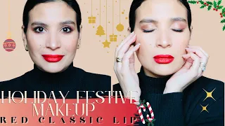 MONDAY FESTIVE HOLIDAY MAKEUP THERAPY 💄 THE CLASSIC RED LIP HOLIDAY MAKEUP 🎊 BAYA BAYATI