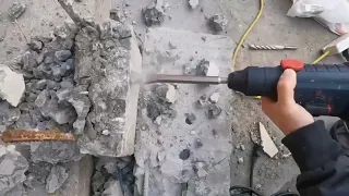 Concrete Demolition by drill hammer#shorts