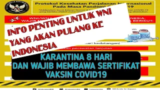 KARANTINA 8 HARI DAN WAJIB BAWA SERTIFIKAT VAKSIN RESMI BERLAKU MULAI 6 JULI 2021, PENTING