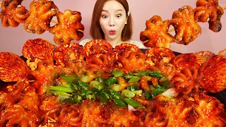 ENG SUB)Webfoot octopus+small octopus 🐙SPICY 🔥SEAFOOD BOIL&MUSHROOMS OCTOPUS ASMR Mukbang Ssoyoung