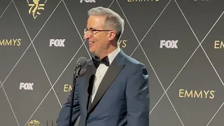 John Oliver (Best Variety Script Series and Writing, 'Last Week Tonight') Emmys 2023 backstage