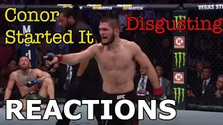 MMA Reacts to Khabib Nurmagomedov Defeating Conor McGregor | Post-Fight Brawl - UFC 229