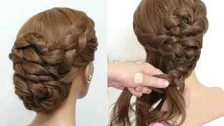 Easy braided prom updo. Hairstyle for long hair.